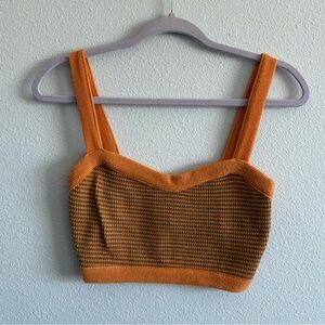 ZARA Textured Knit Crop Top Sweetheart Neckline Women’s Small Orange Bustier